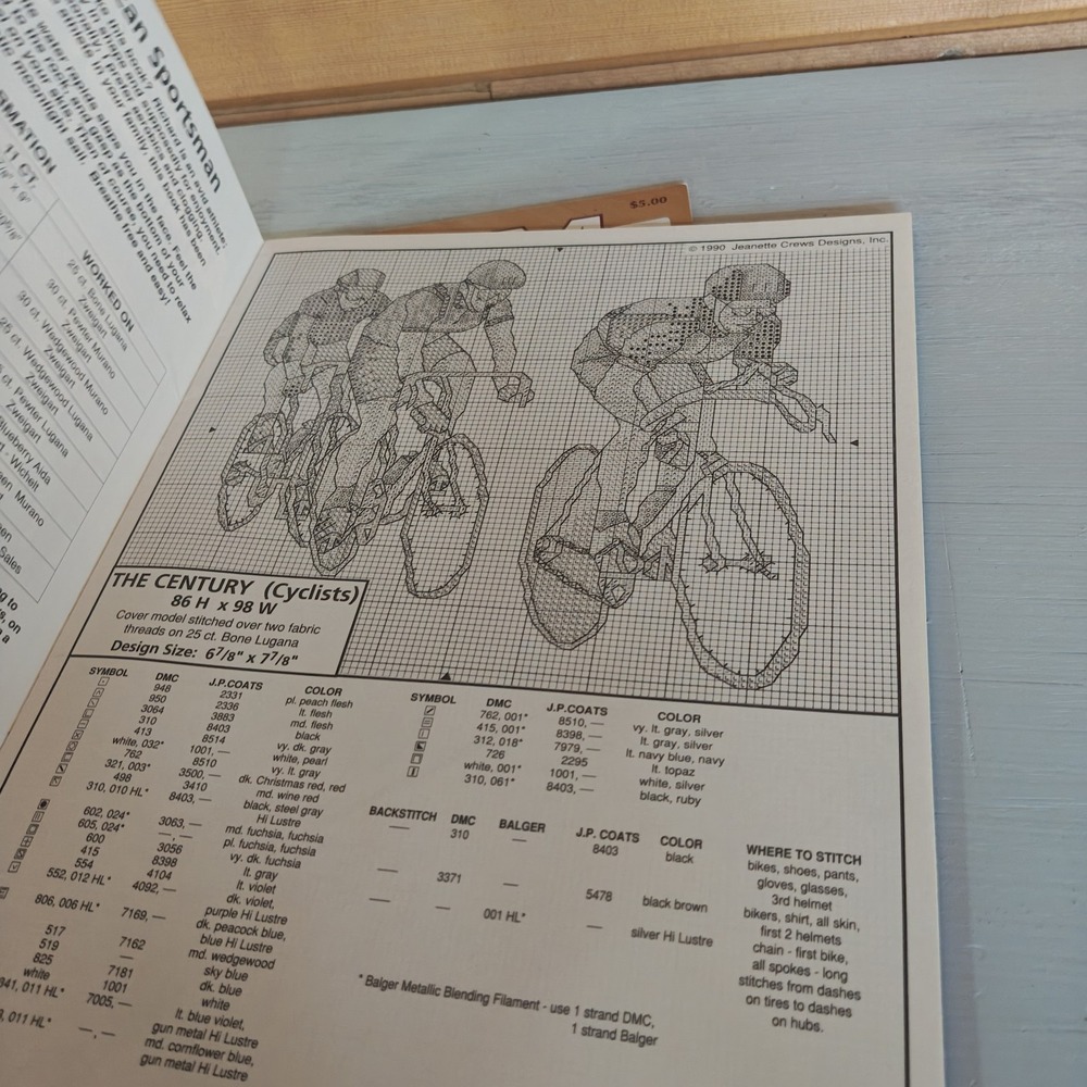Set of 2 Vintage Sports Themed Cross-Stitch Patterns Skiing Hockey Baseball F3 - Picture 5 of 5